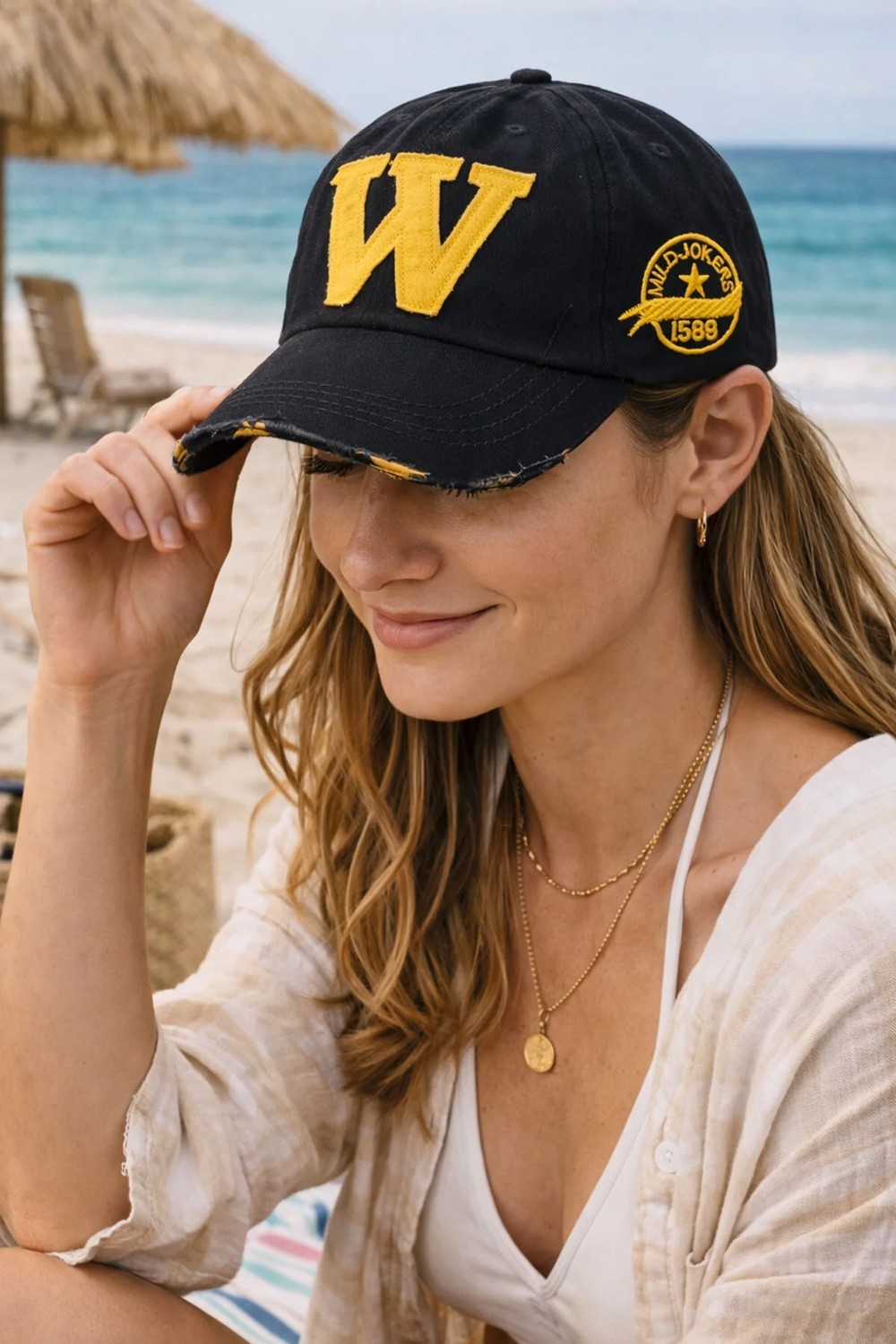 Ritagarcia W Nakışlı Eskitme Model Kadın Beyzbol Şapkası - Vintage Cap