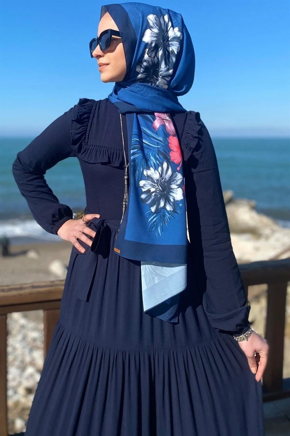 Rabia Şamlı Bade Elbise Lacivert görsel 6