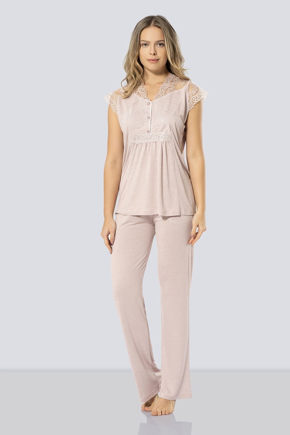 Türen Kadın Lohusa Pijama Takımı 3294/PUDRA görsel 6