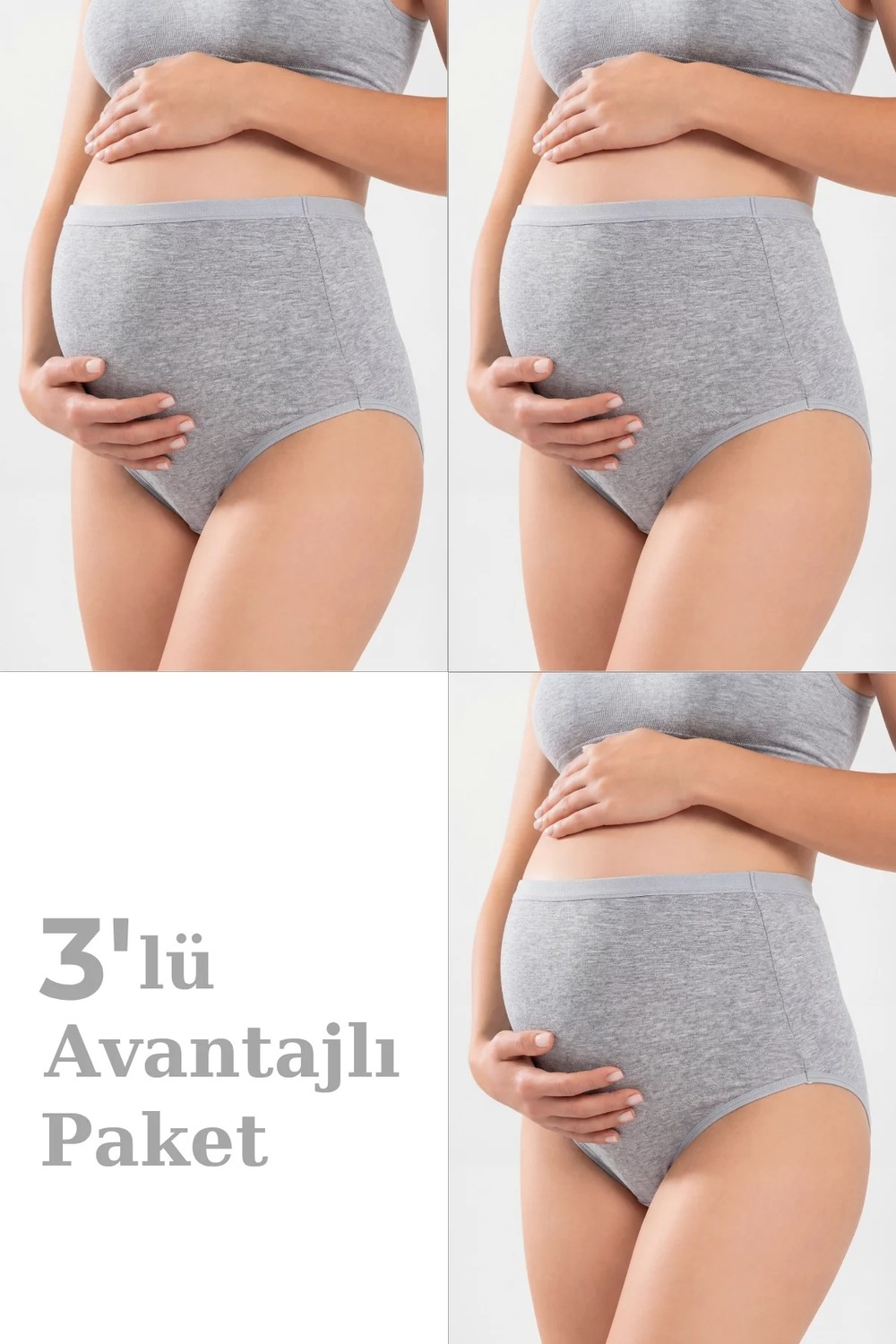 Arma Yıldız 3'lü Paket Kadın Renkli Pamuklu Likralı Yüksek Bel Hamile Lohusa Külot Esnek ve Rahat Kumaş