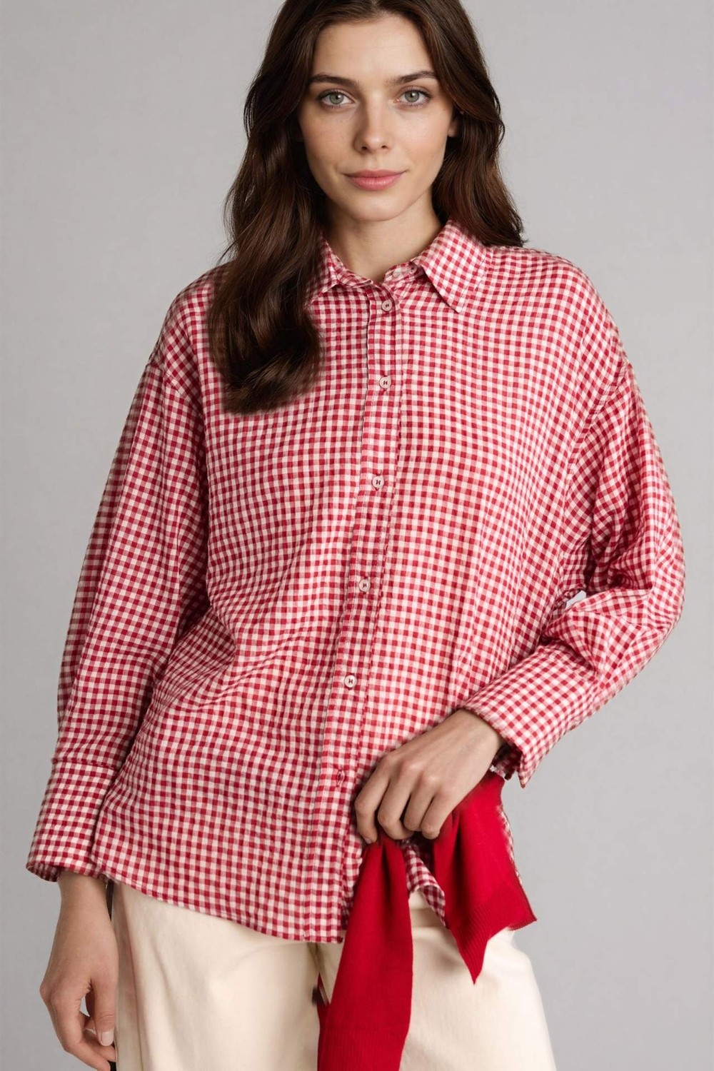 DeFacto Regular Fit Krinkıl Kumaş Uzun Kollu Tunik H4875AX26SP