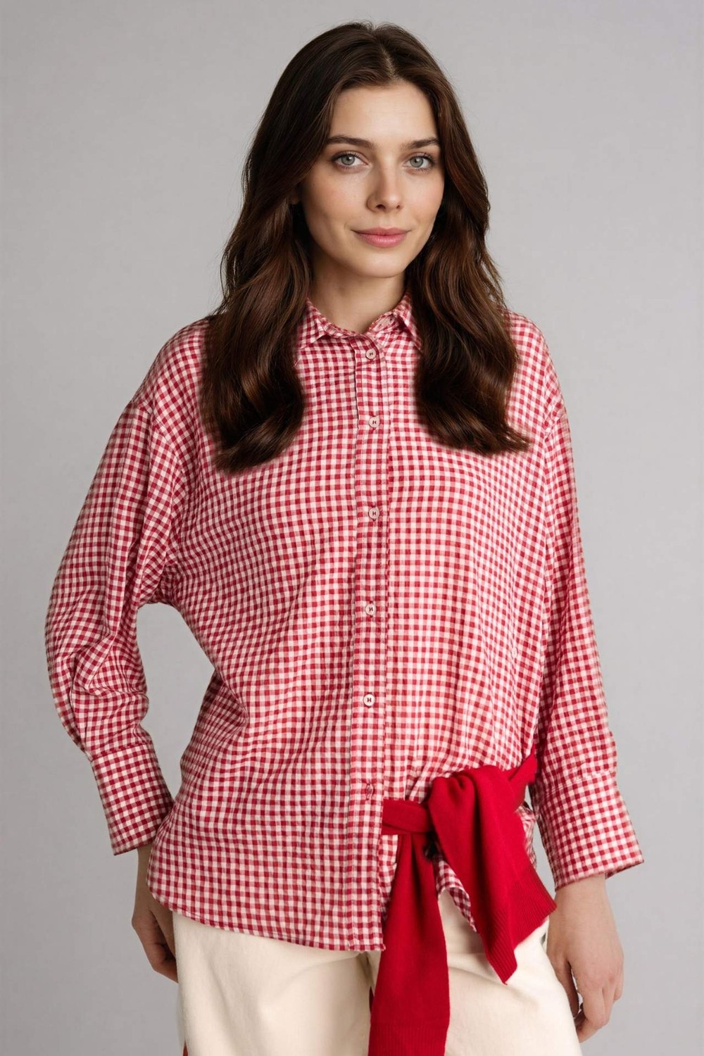 DeFacto Regular Fit Krinkıl Kumaş Uzun Kollu Tunik H4875AX26SP görsel 3
