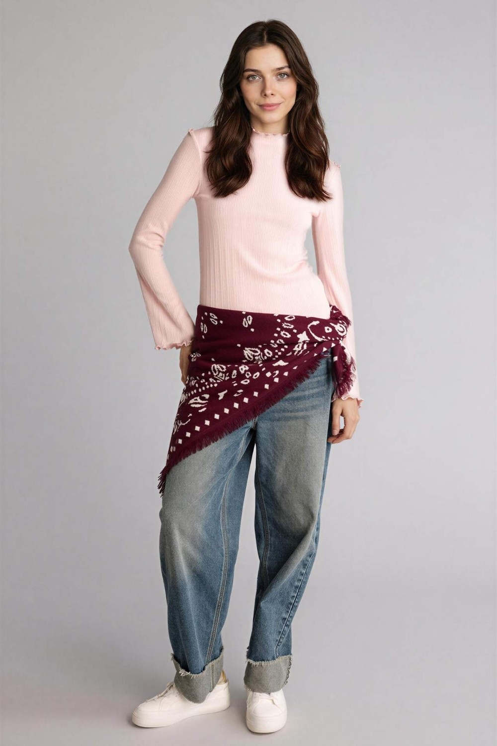 DeFacto Slim Fit Fitilli Kaşkorse Uzun Kollu Tişört F7136AX26SP görsel 2