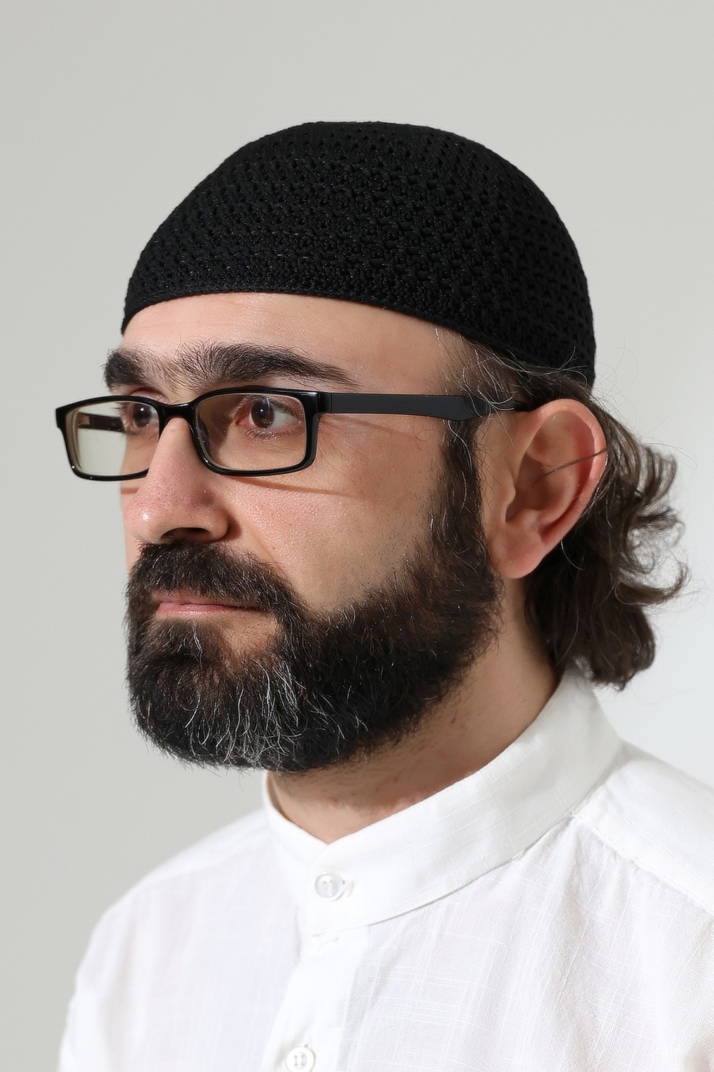 İhvan Online Kehribar Örme Namaz Takkesi, Örgü Motifli Takke Siyah