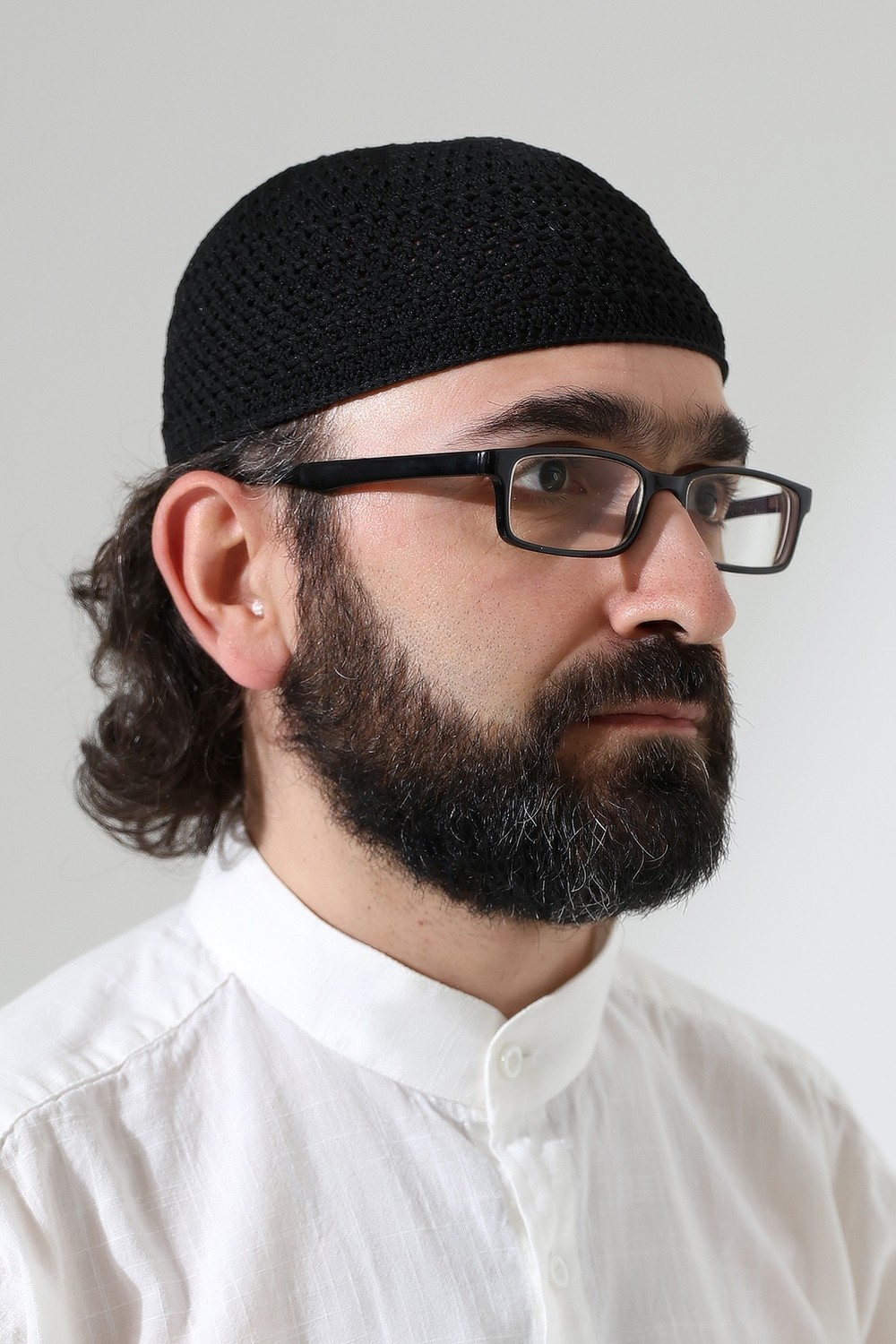 İhvan Online Kehribar Örme Namaz Takkesi, Örgü Motifli Takke Siyah görsel 2