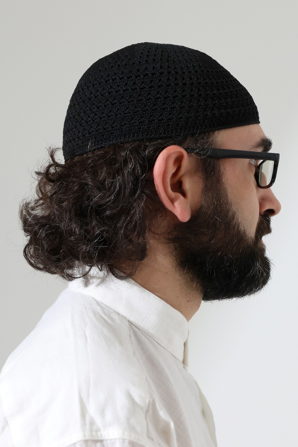 İhvan Online Kehribar Örme Namaz Takkesi, Örgü Motifli Takke Siyah görsel 6
