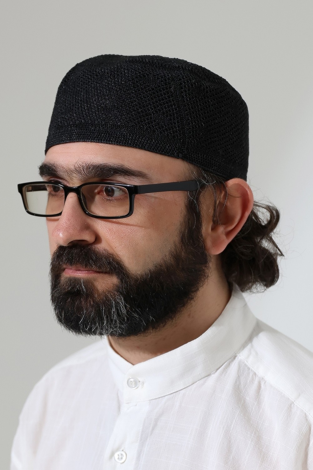 İhvan Online Sık Örgü Kalıp Namaz Takkesi, Dik Duruşlu Takke Siyah