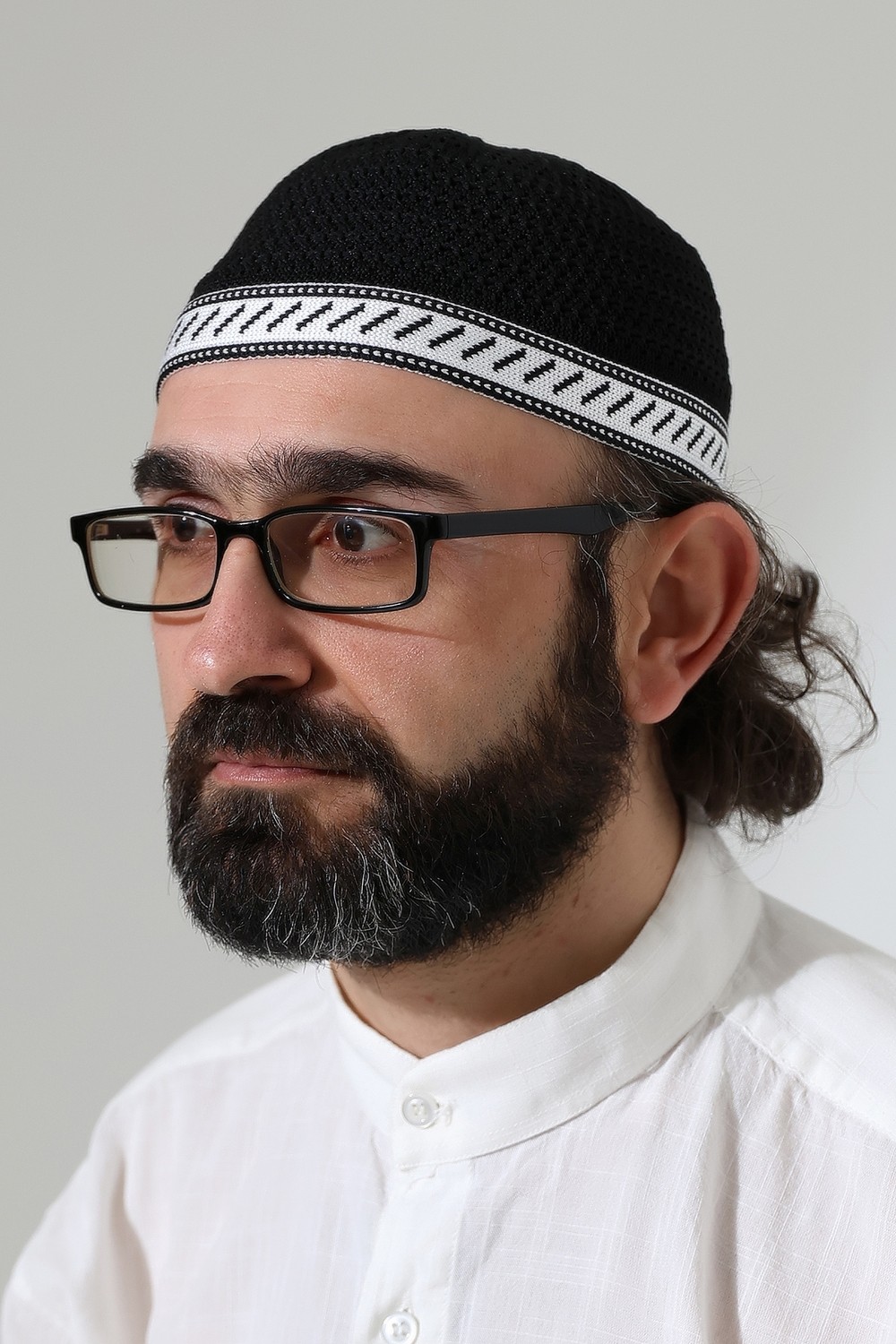 İhvan Online Milad Şerit Detaylı Namaz Takkesi, Desenli Makine Örgüsü Takke - Beyaz görsel 8