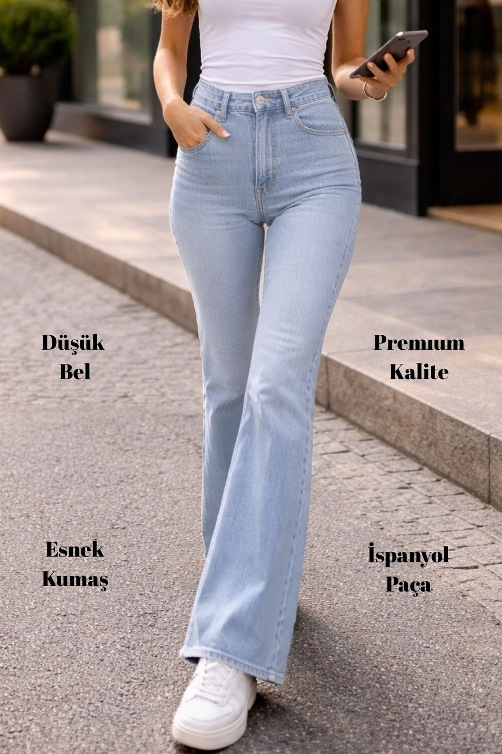 Cedy Denim Cedy Denım Kadın 5 Cep Düşük Bel Ispanyol Paça Skinnyfit Esnek Jean Pantolon C619