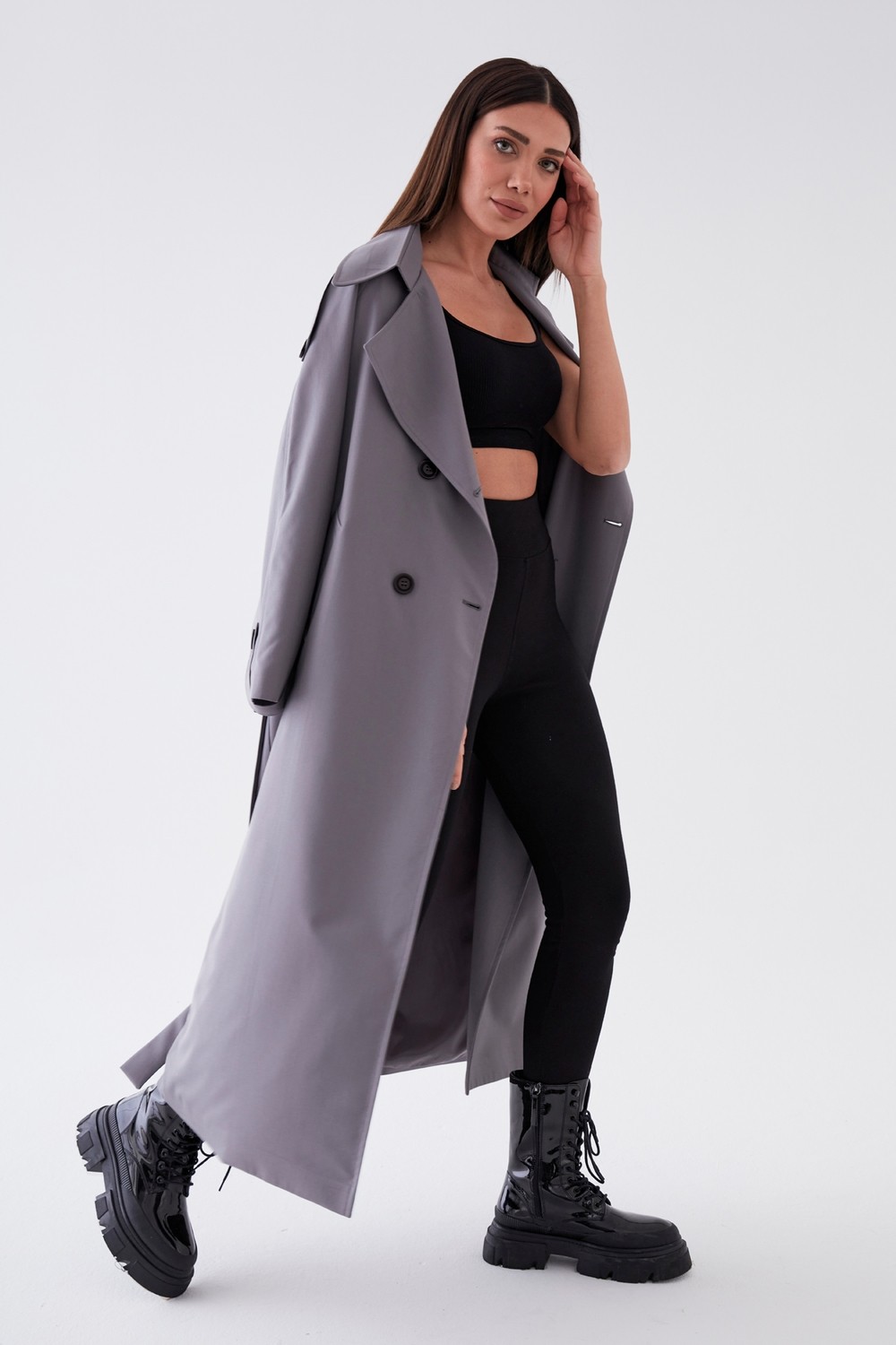 Sahra Çeyiz Nakış SahraAfra Creed Kadın Oversize Astarlı Trençkot