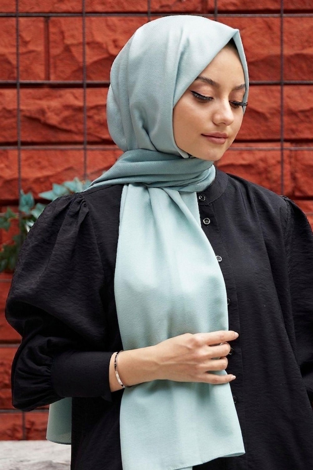 Afvente Degrade Desen Haki-Krem Soft Pamuk Şal