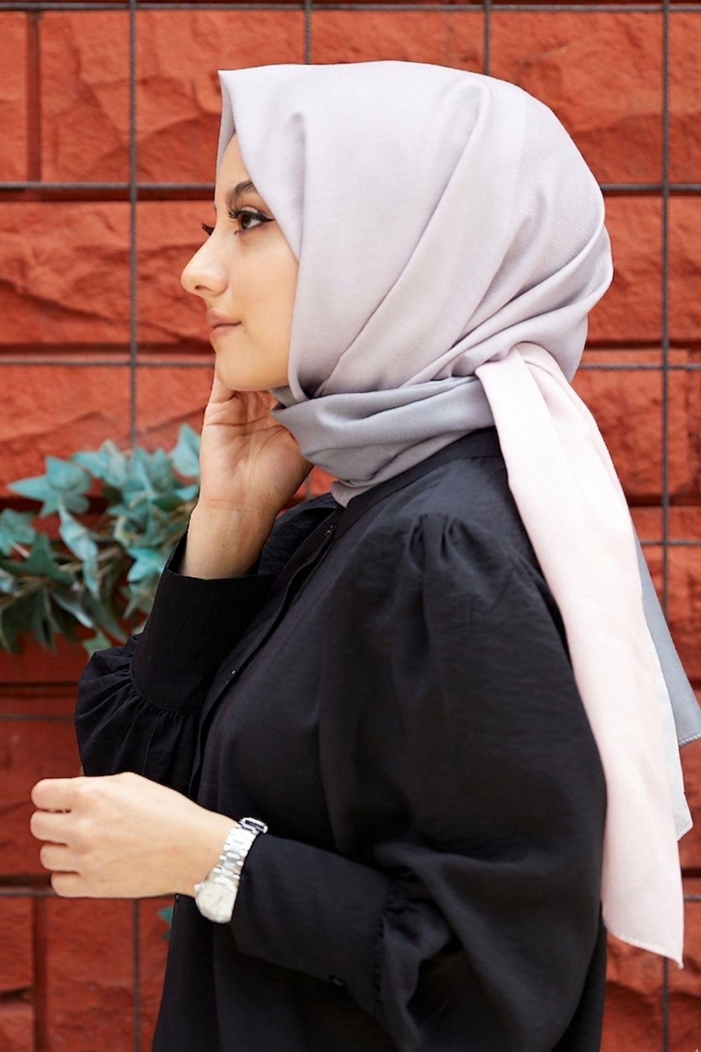 Afvente Degrade Desen Haki-Krem Soft Pamuk Şal