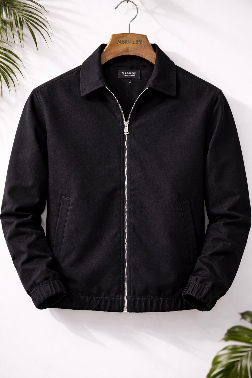 Mero Life Erkek Basic Old Money Fermuarlı Oversize Mevsimlik Polo Yaka Gabardin Kumaş Ceket
