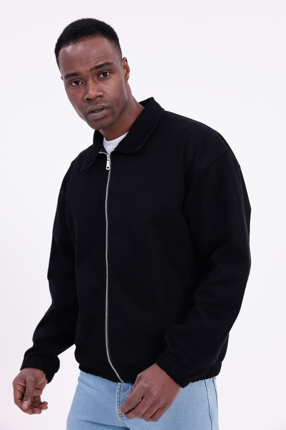Mero Life Erkek Basic Old Money Fermuarlı Oversize Mevsimlik Polo Yaka Gabardin Kumaş Ceket görsel 3