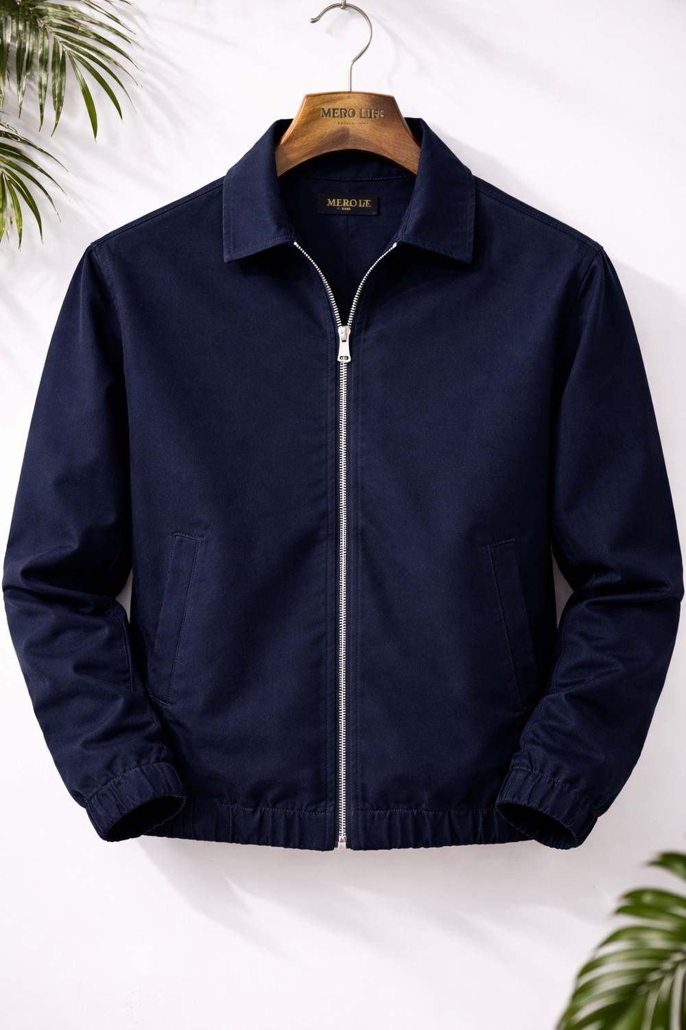 Mero Life Erkek Basic Old Money Fermuarlı Oversize Mevsimlik Polo Yaka Gabardin Kumaş Ceket