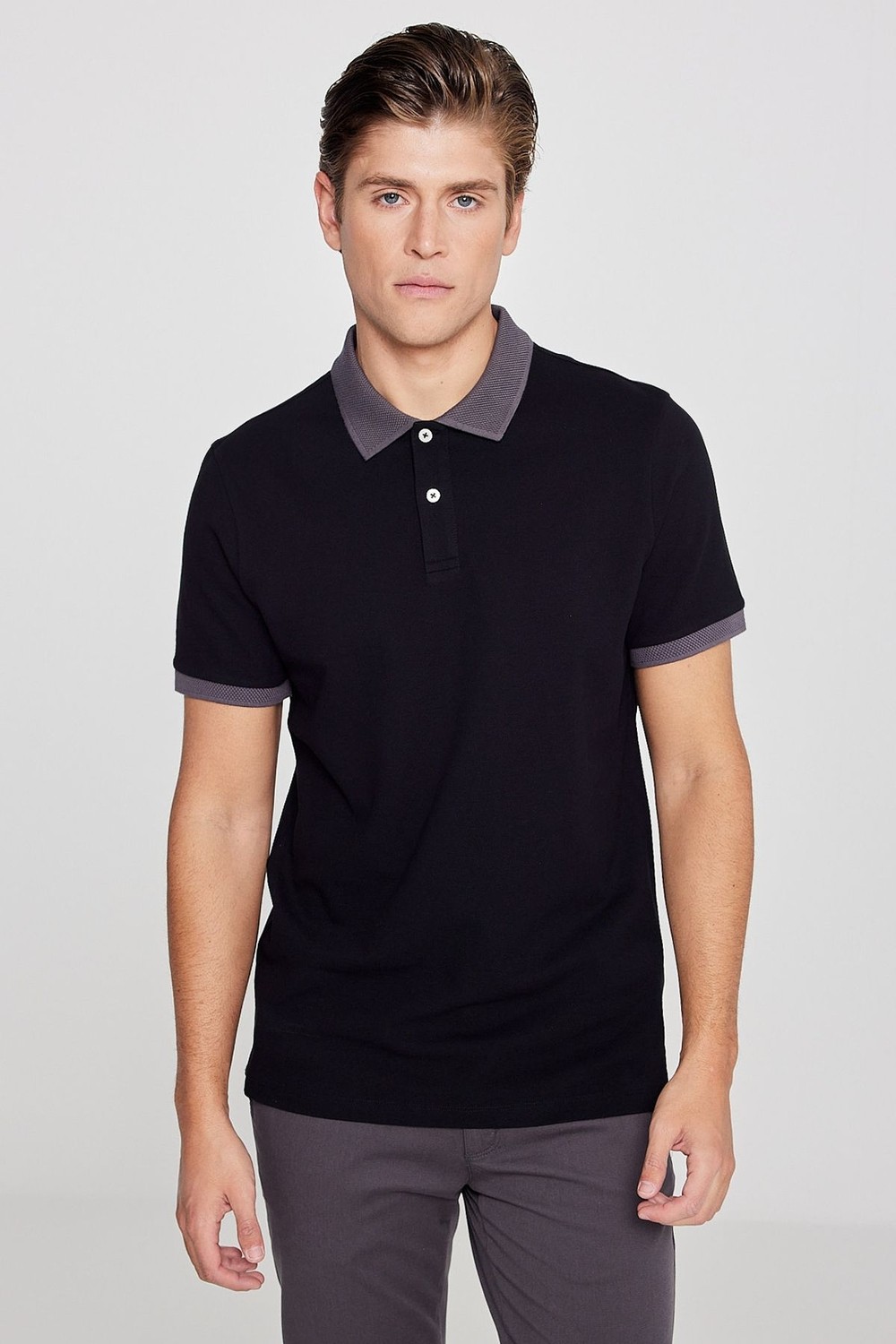 Altınyıldız Classics Erkek Yeşil-Lacivert %100 Pamuk Slim Fit Dar Kesim Polo Yaka Tişört