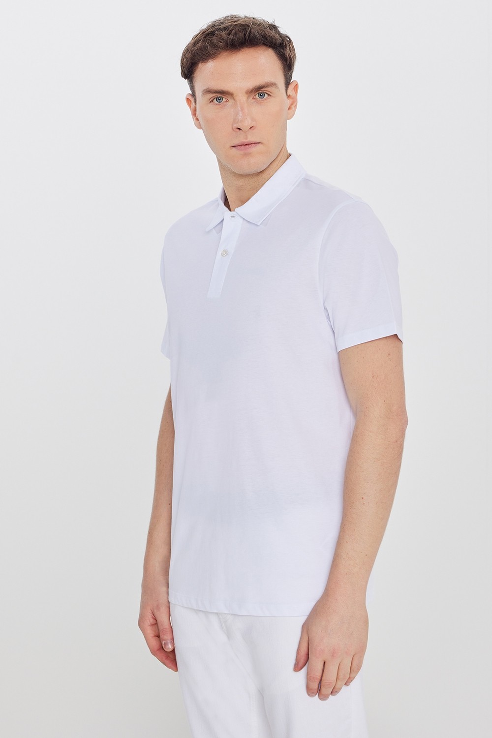 Altınyıldız Classics Erkek Beyaz %100 Pamuk Standart Fit Normal Kesim Polo Yaka Tişört
