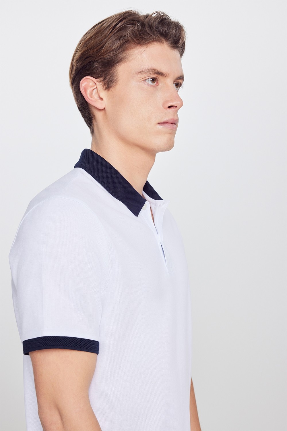 Altınyıldız Classics Erkek Yeşil-Lacivert %100 Pamuk Slim Fit Dar Kesim Polo Yaka Tişört görsel 4
