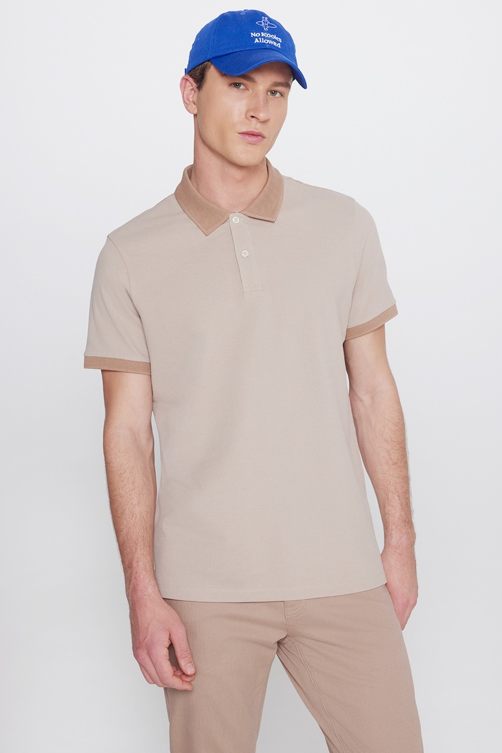 Altınyıldız Classics Erkek Yeşil-Lacivert %100 Pamuk Slim Fit Dar Kesim Polo Yaka Tişört
