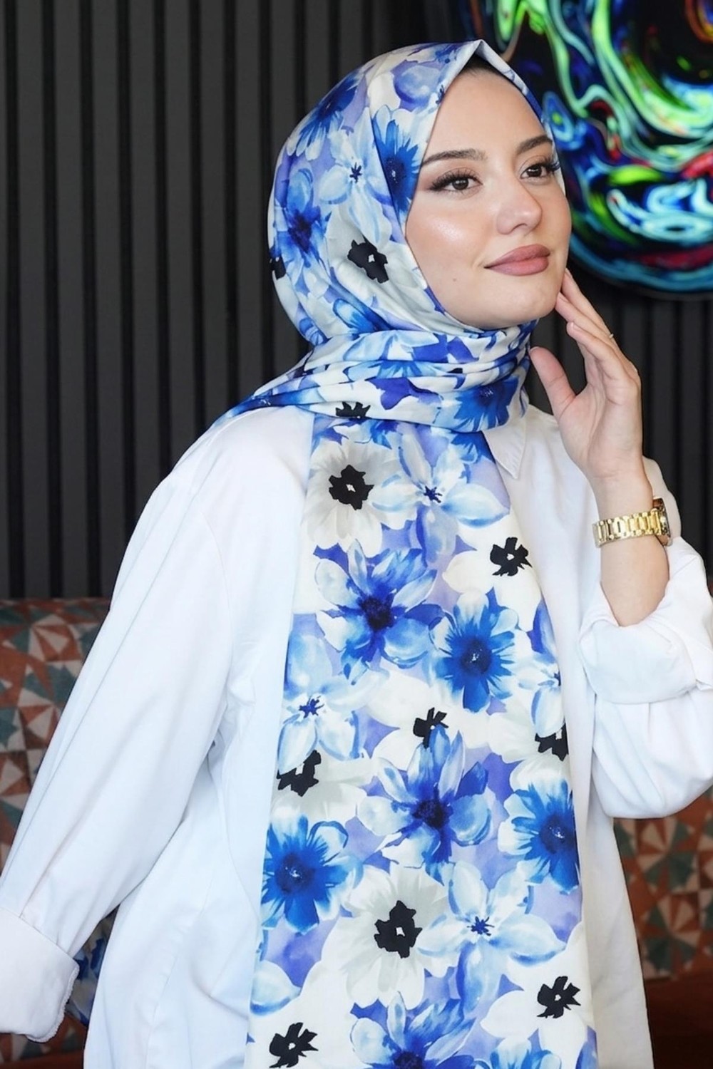Afvente Degrade Füme Soft Pamuk Şal görsel 6