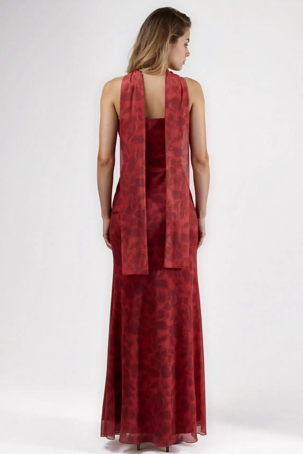 Hiccup Kadınlar Straplez Çiçek Desenli Tül Kuşaklı Bodycon Maxi Elbise Bebek Mavisi görsel 3