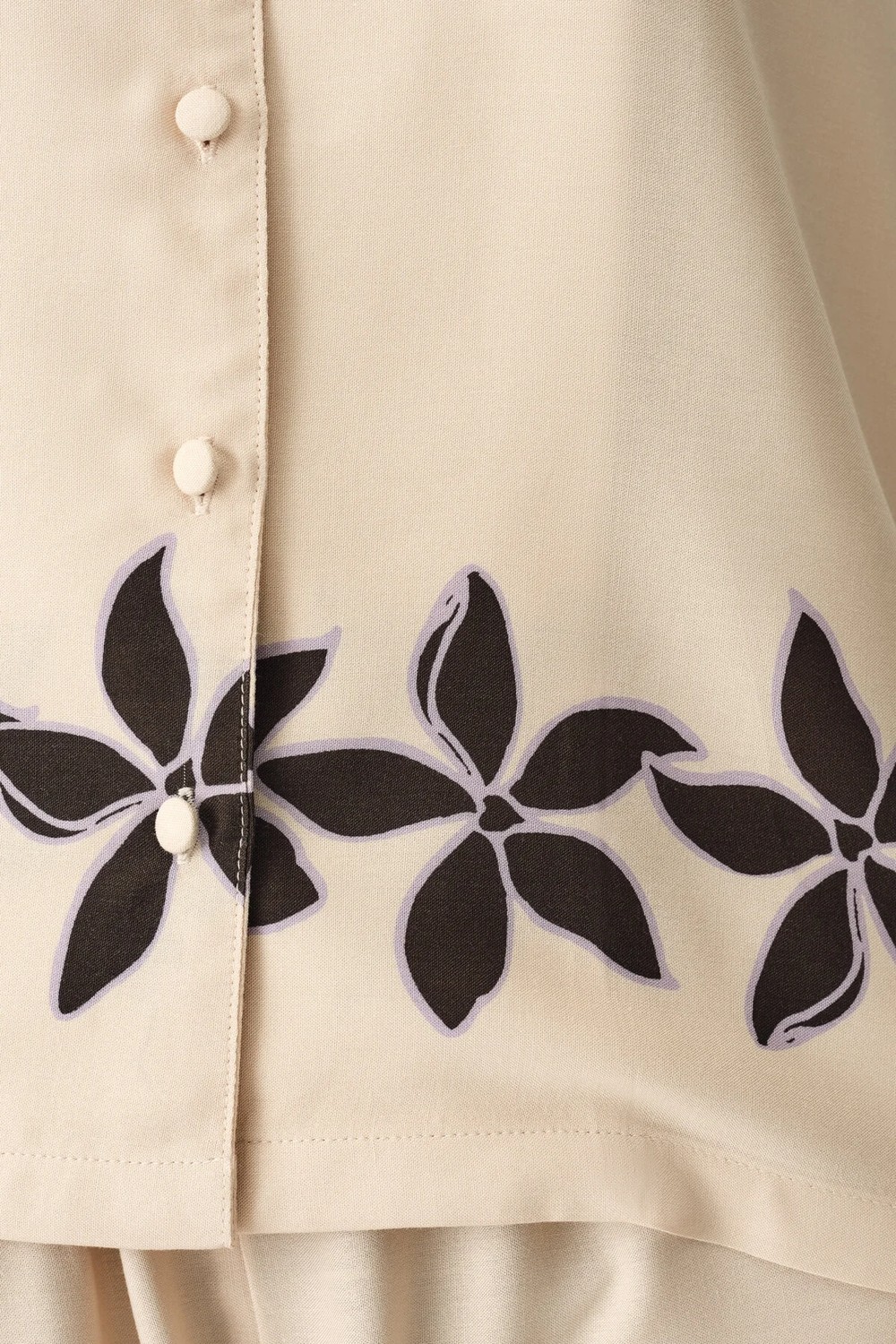 Penti Pastel Bej Petal Gömlek Çiçekli Kısa Kollu Pijama Takımı görsel 3