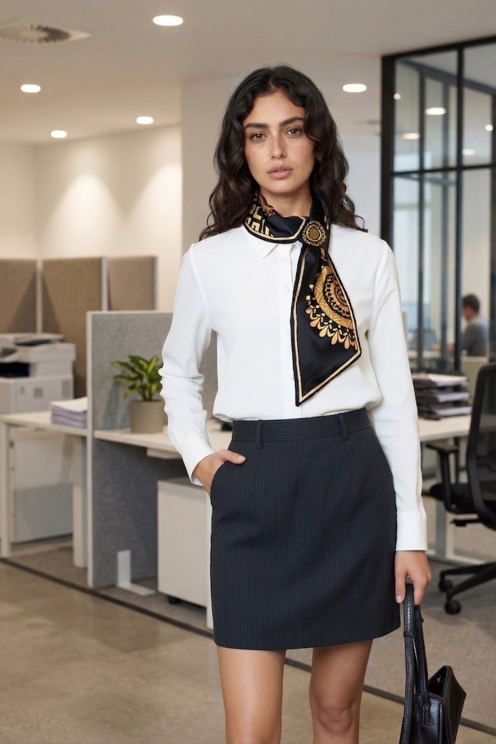 Walkenzo Etnik Altın Mandala Desenli Şık Özel Tasarım Kadın Kravat Fular