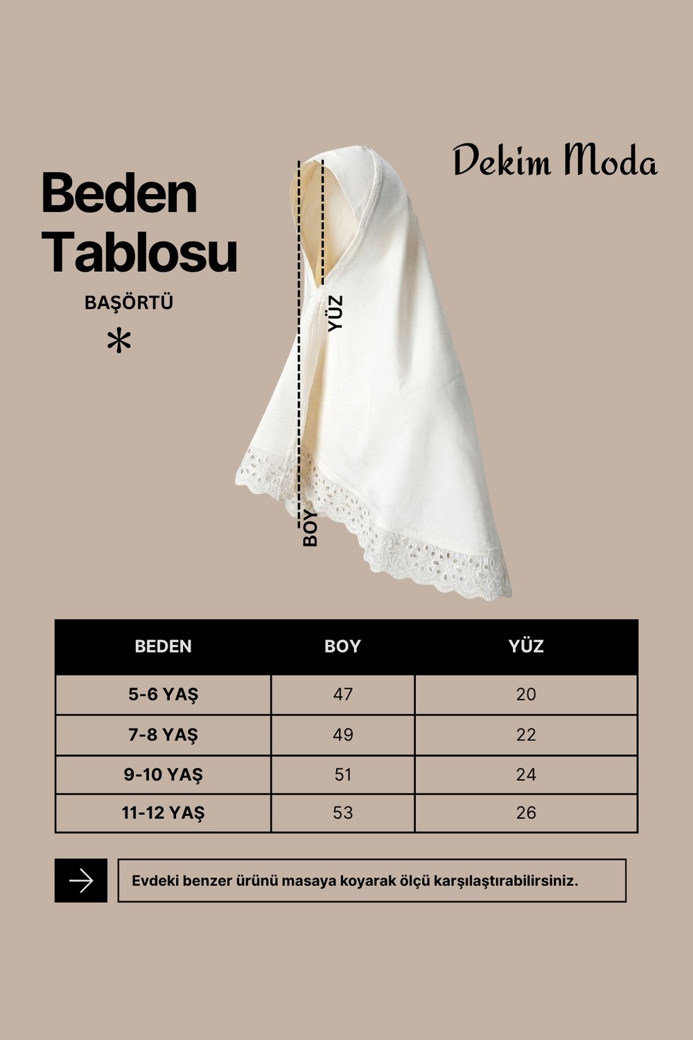 Dekim Moda Pamuk Fistolu Çocuk Başörtüsü | Kabe Gül görsel 2