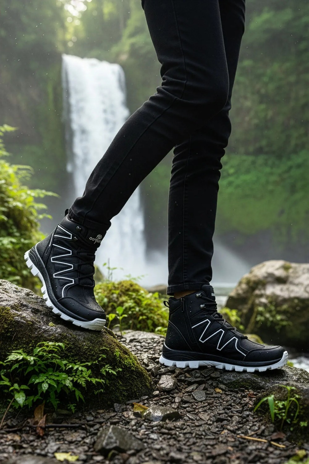 Big King Siyah Beyaz Erkek Outdoor Trekking Bot Rahat Taban ve Kısa Topuk Özelliği ile görsel 8