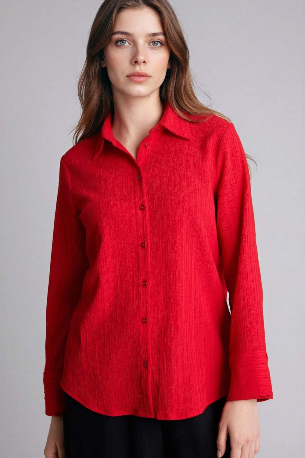DeFacto Regular Fit Gofre Dokulu Uzun Kollu Gömlek H0467AX26SP görsel 8