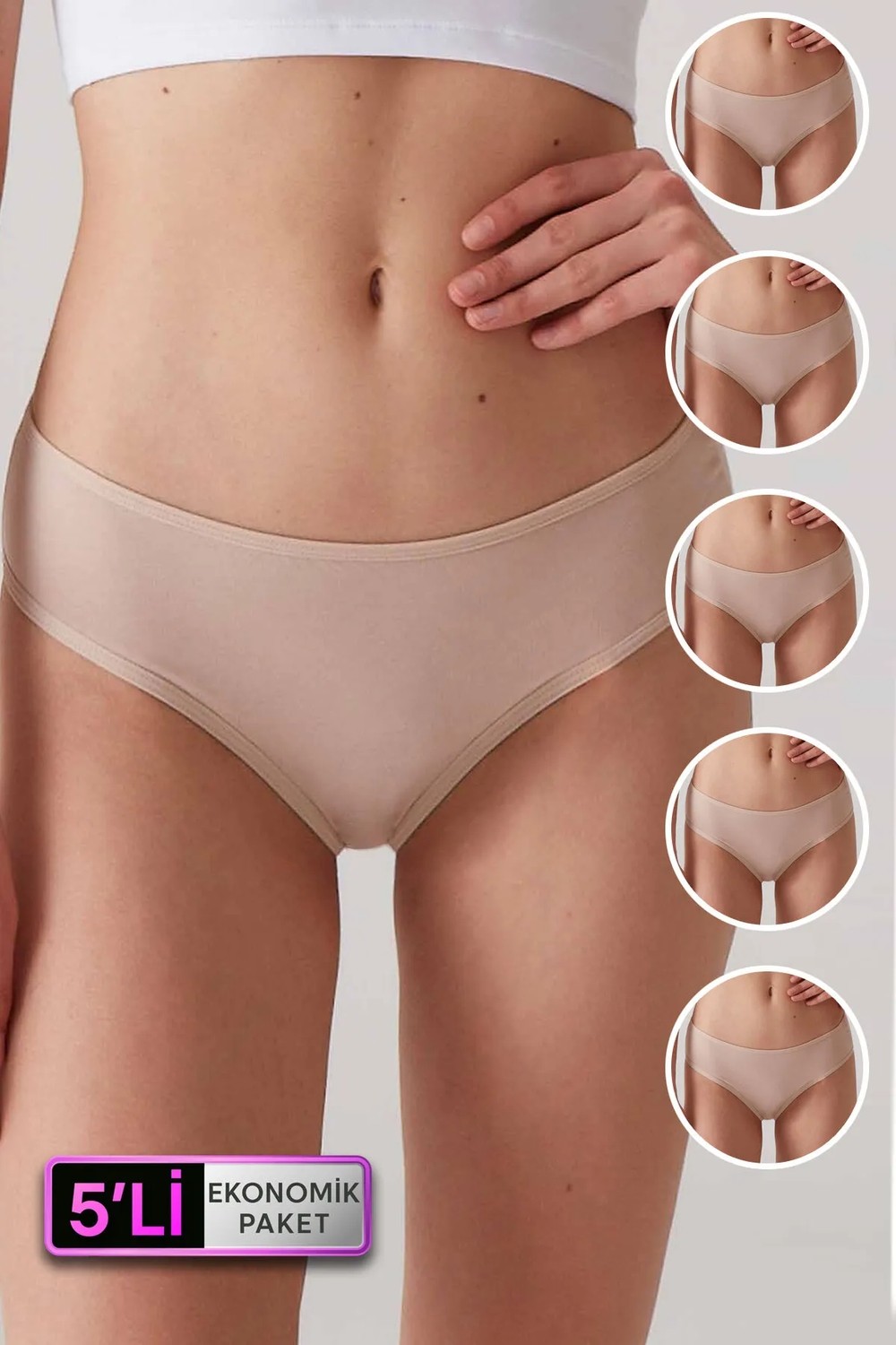 Pierre Cardin 5'li Ekonomik Paket 2956 Normal Bel Rahat Kalıp Pamuklu Classic Basic Standart Külot görsel 4
