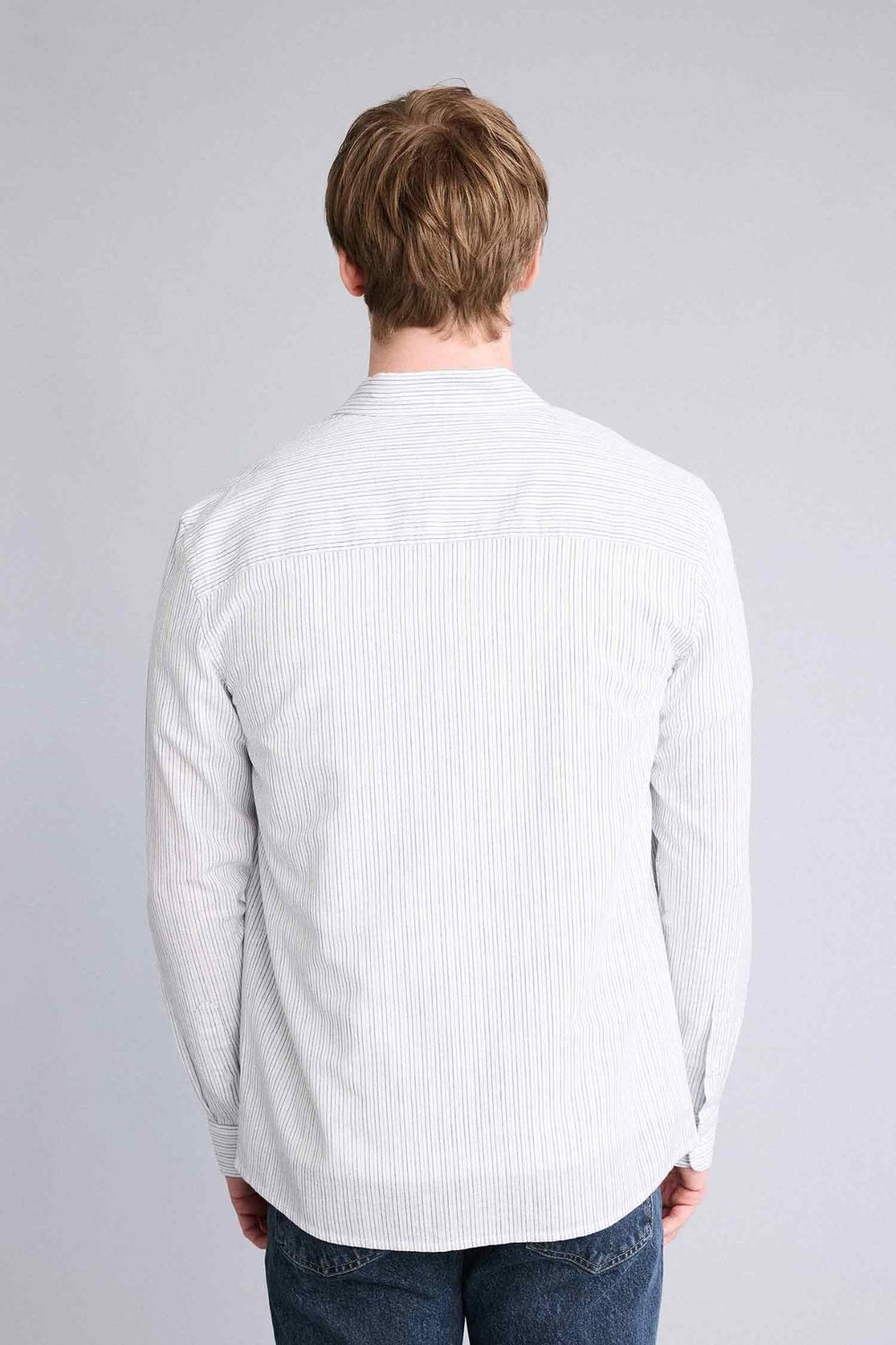 DeFacto Regular Fit Polo Yaka Keten Karışımlı Uzun Kollu Gömlek F9322AX26SP görsel 5