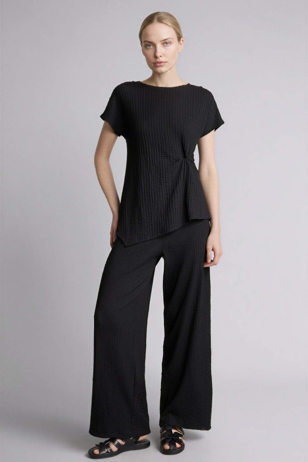 DeFacto Straight Fit Kırışık Dokulu Pantolon G2919AX26SP görsel 2