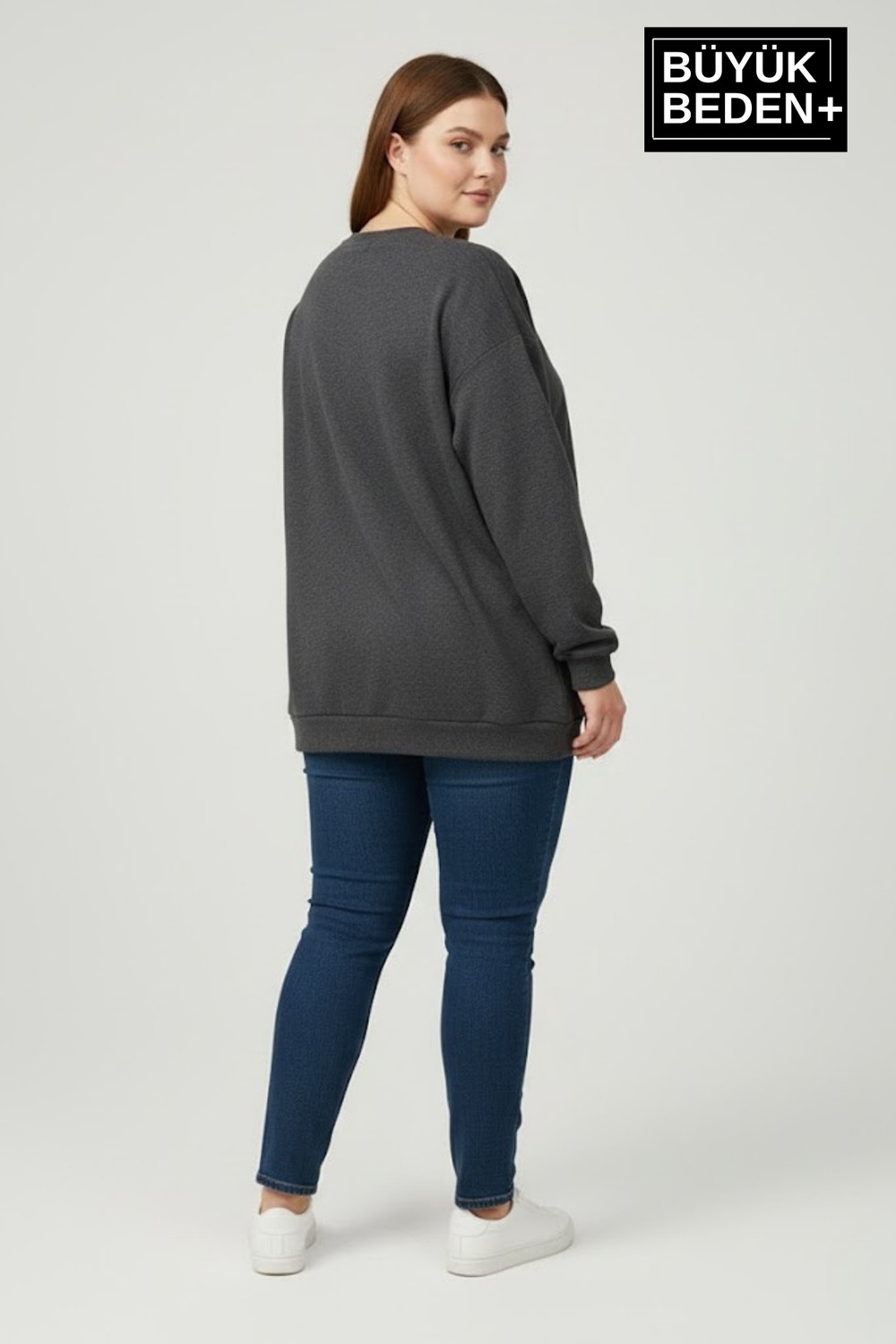 Superlife Kadın Büyük Beden Willams Brooklyn Baskılı Bisiklet Yaka Ince Sweatshirt SPR26BSW956-16 görsel 8