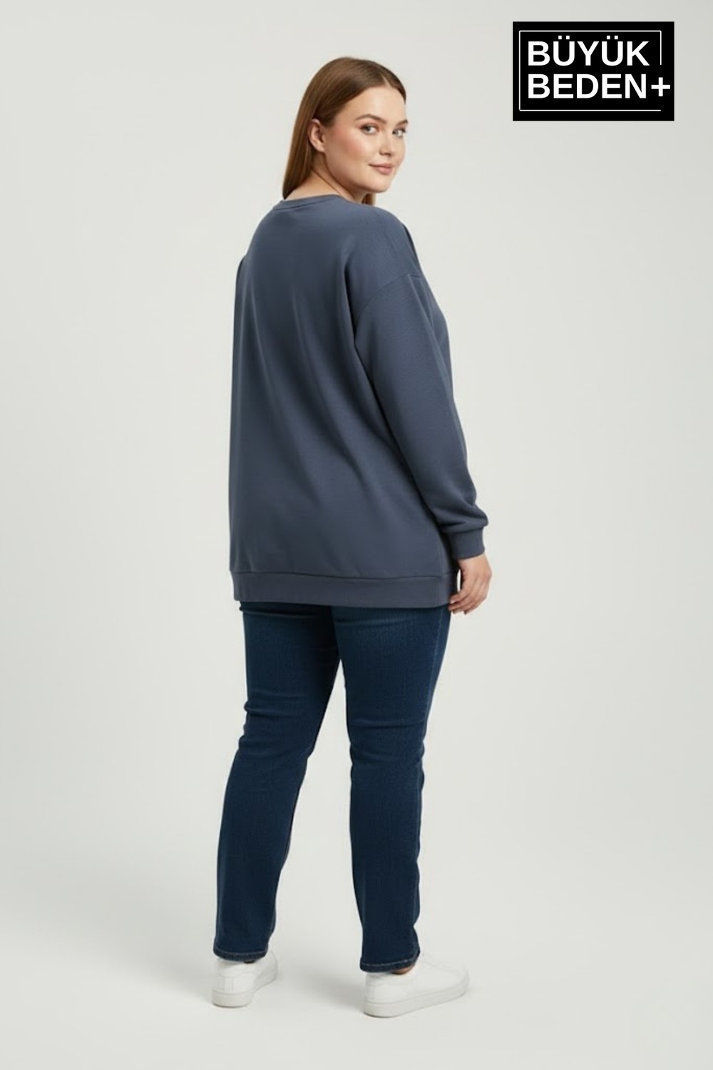 Superlife Kadın Büyük Beden Willams Brooklyn Baskılı Bisiklet Yaka Ince Sweatshirt SPR26BSW956-16 görsel 5