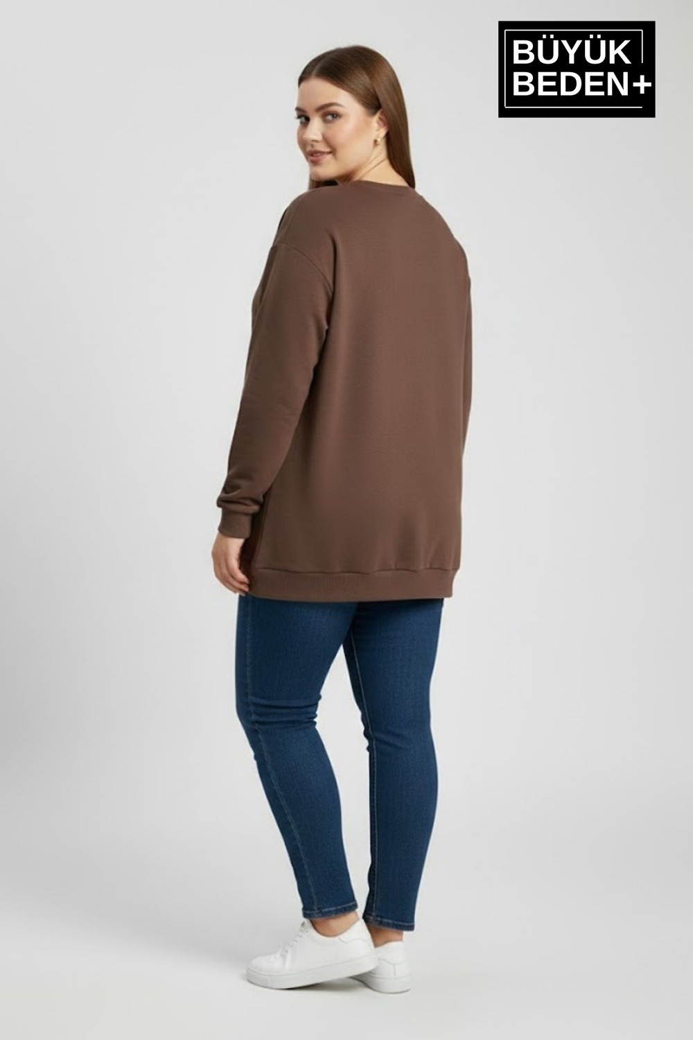 Superlife Kadın Büyük Beden Willams Brooklyn Baskılı Bisiklet Yaka Ince Sweatshirt SPR26BSW956-16 görsel 2