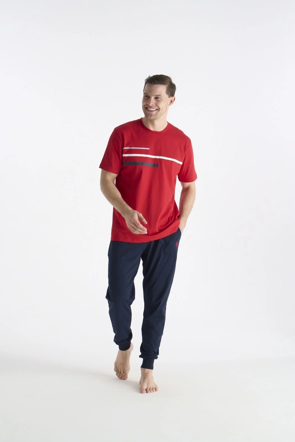 U.S. Polo Assn. 19038 Erkek Lacıvert Kısa Kollu Yuvarlak Yaka Pijama Takımı