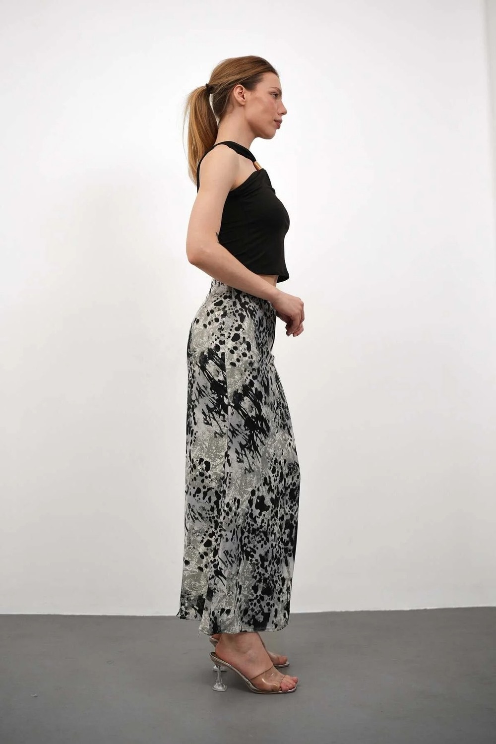 Win Moda Desenli Saten Etek - Saten Etek - Uzun Etek / Kod Çokrenkli görsel 6