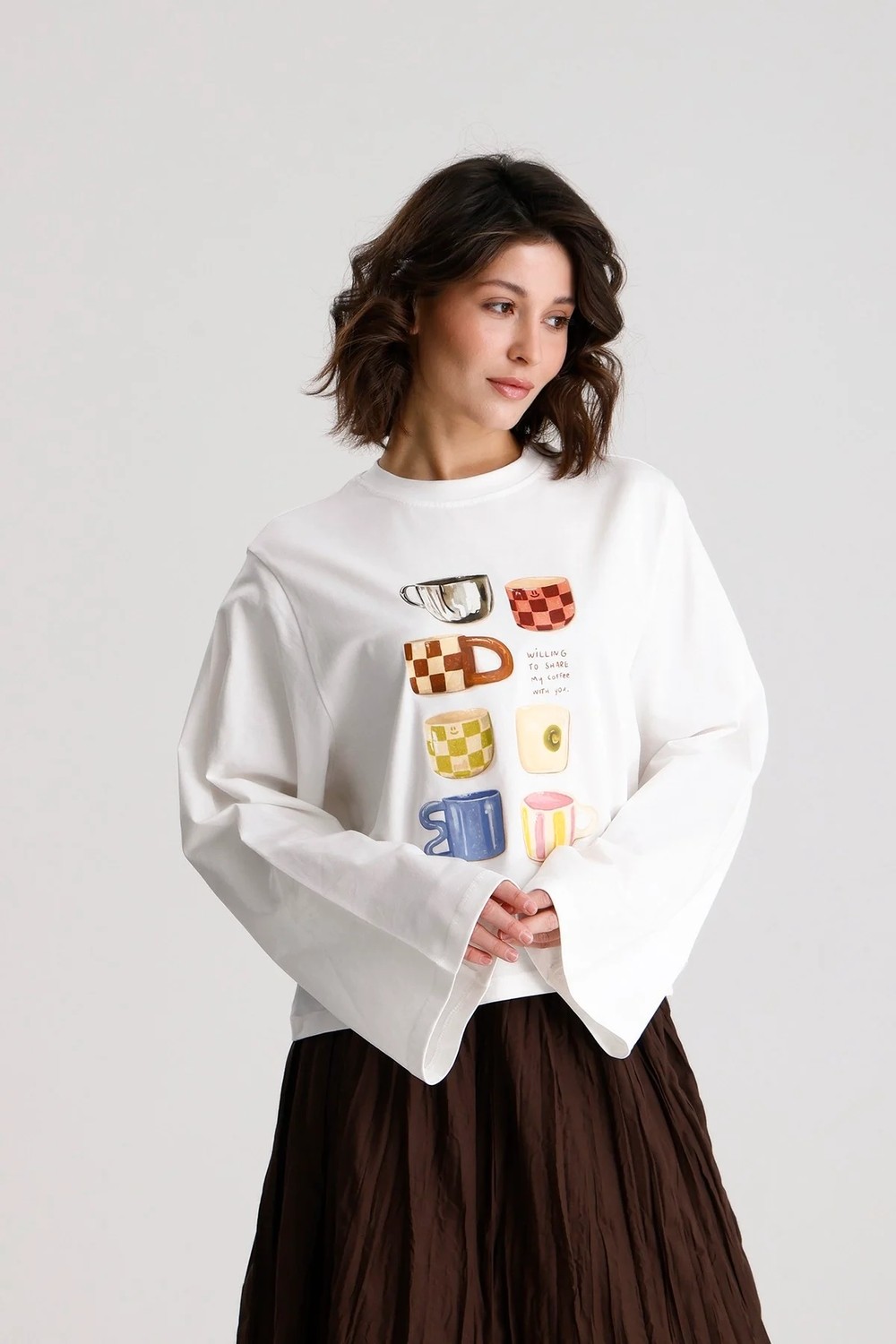 Minaaise Oversize Baskılı T-shirt Haki görsel 3