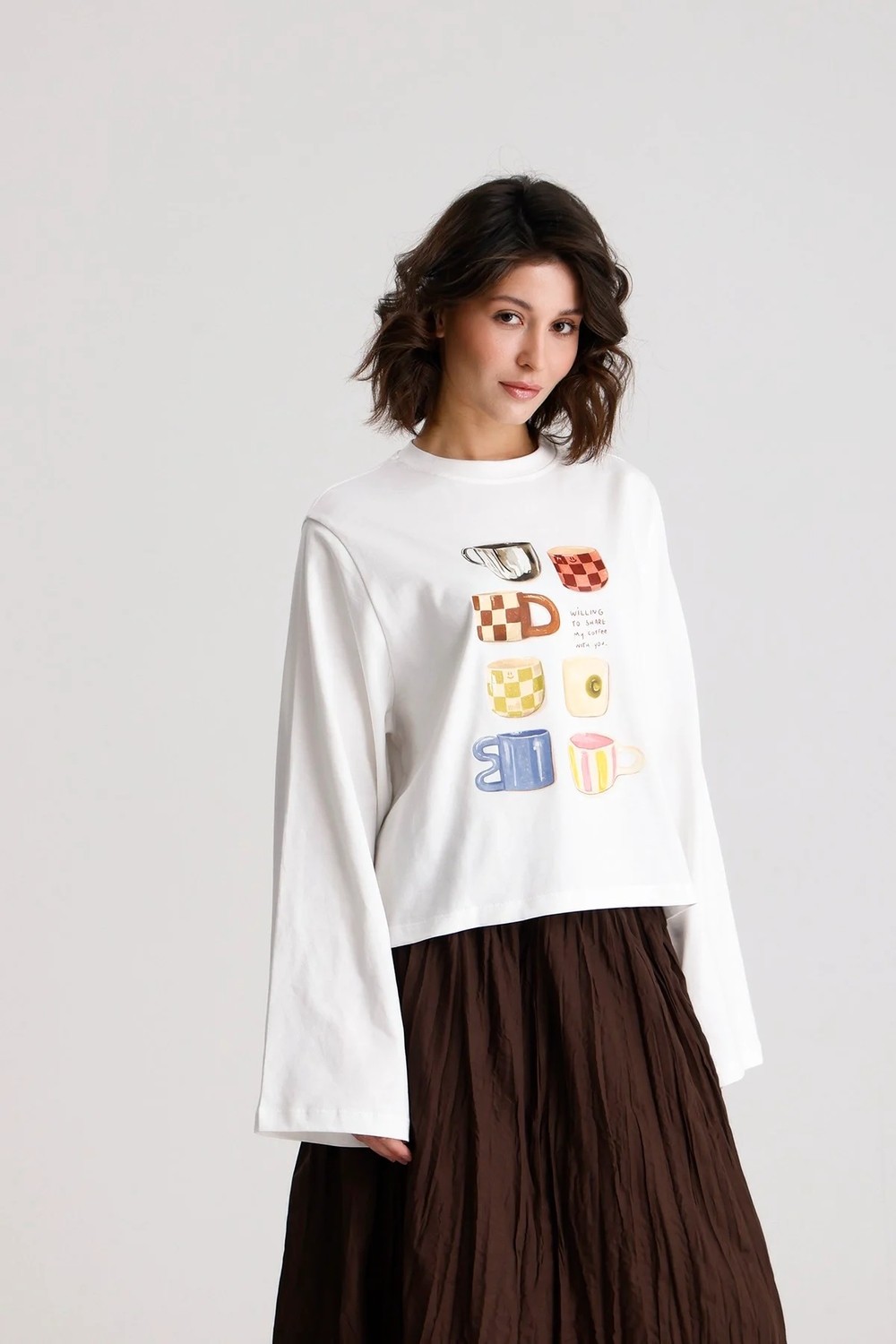 Minaaise Oversize Baskılı T-shirt Haki görsel 4