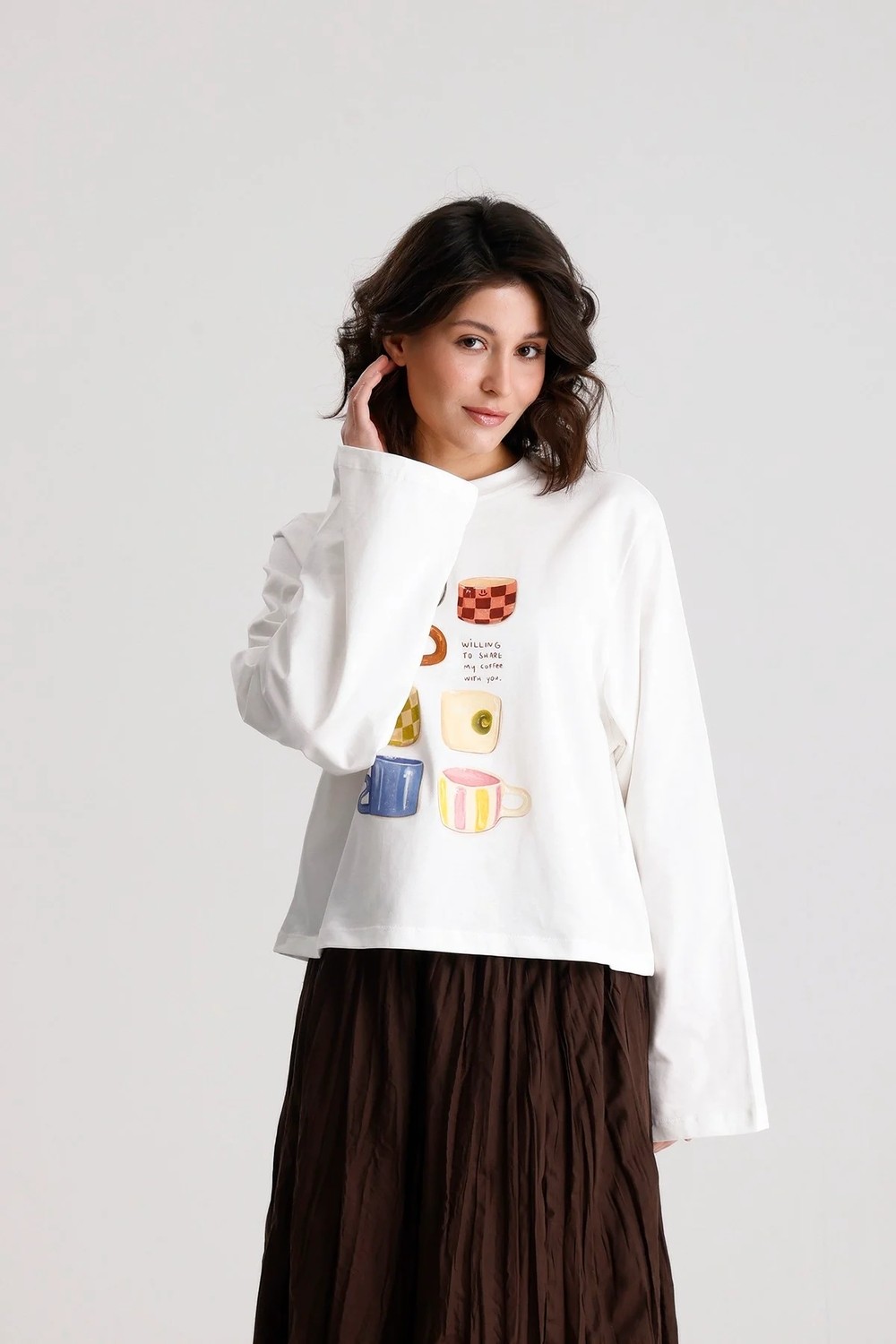 Minaaise Oversize Baskılı T-shirt Haki görsel 5