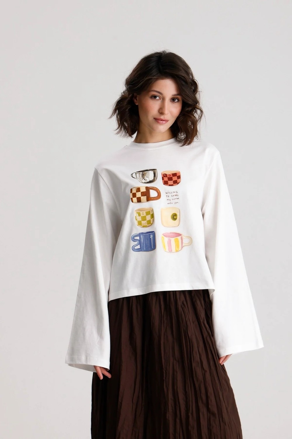 Minaaise Oversize Baskılı T-shirt Haki görsel 6