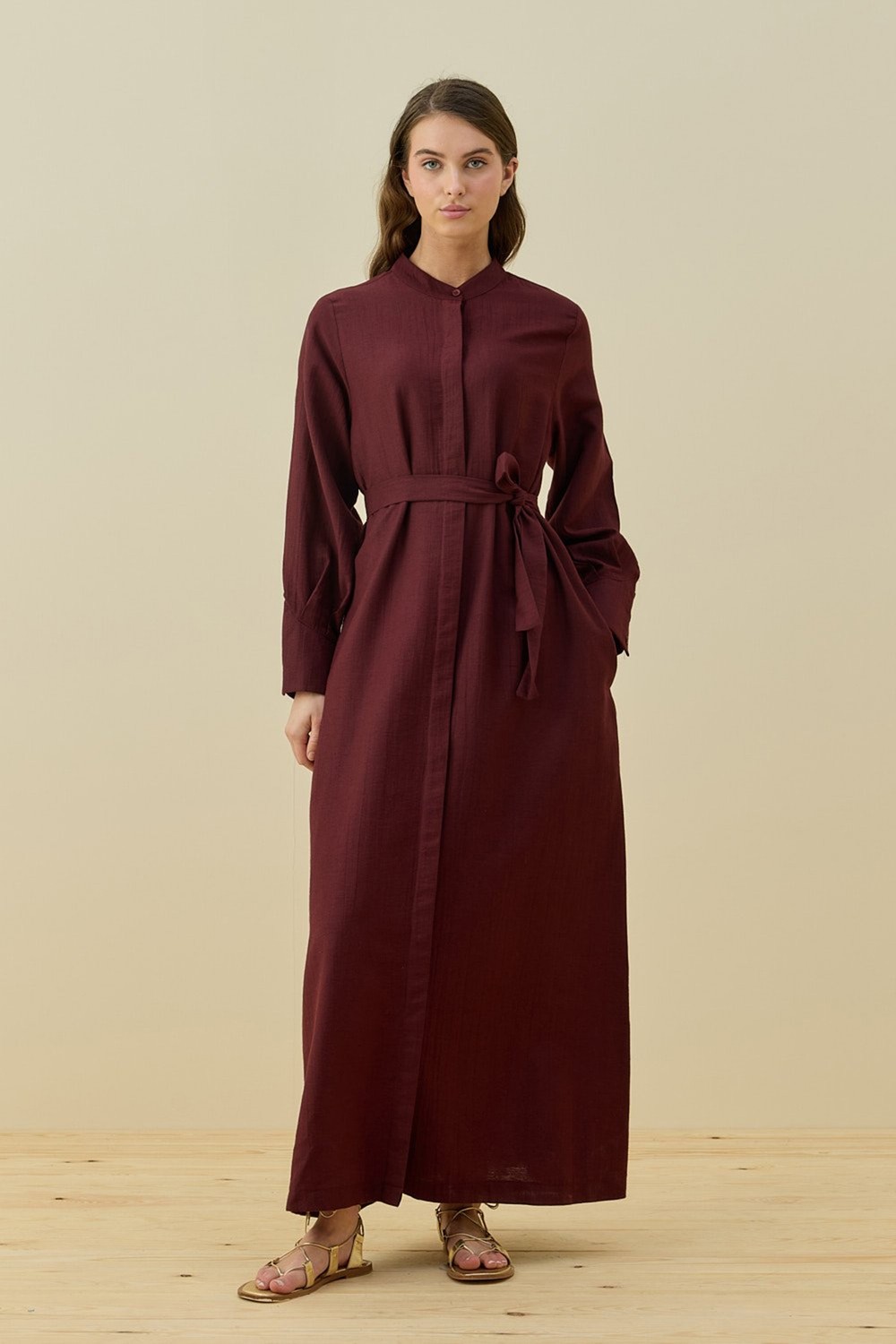 Merwish Vietnam Elbise 1777 Bordo