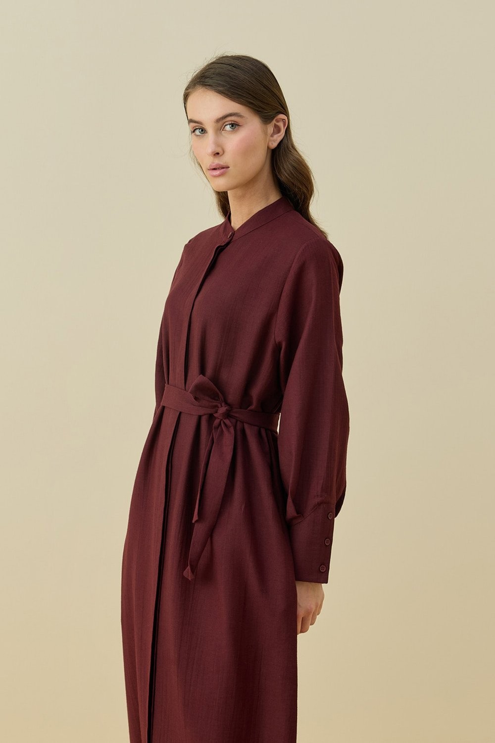 Merwish Vietnam Elbise 1777 Bordo görsel 2