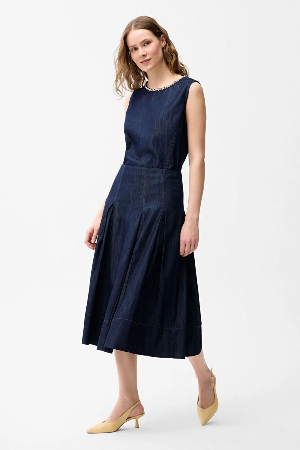 Love My Body Denim Pileli Etek Lacivert 127L9956000 görsel 2