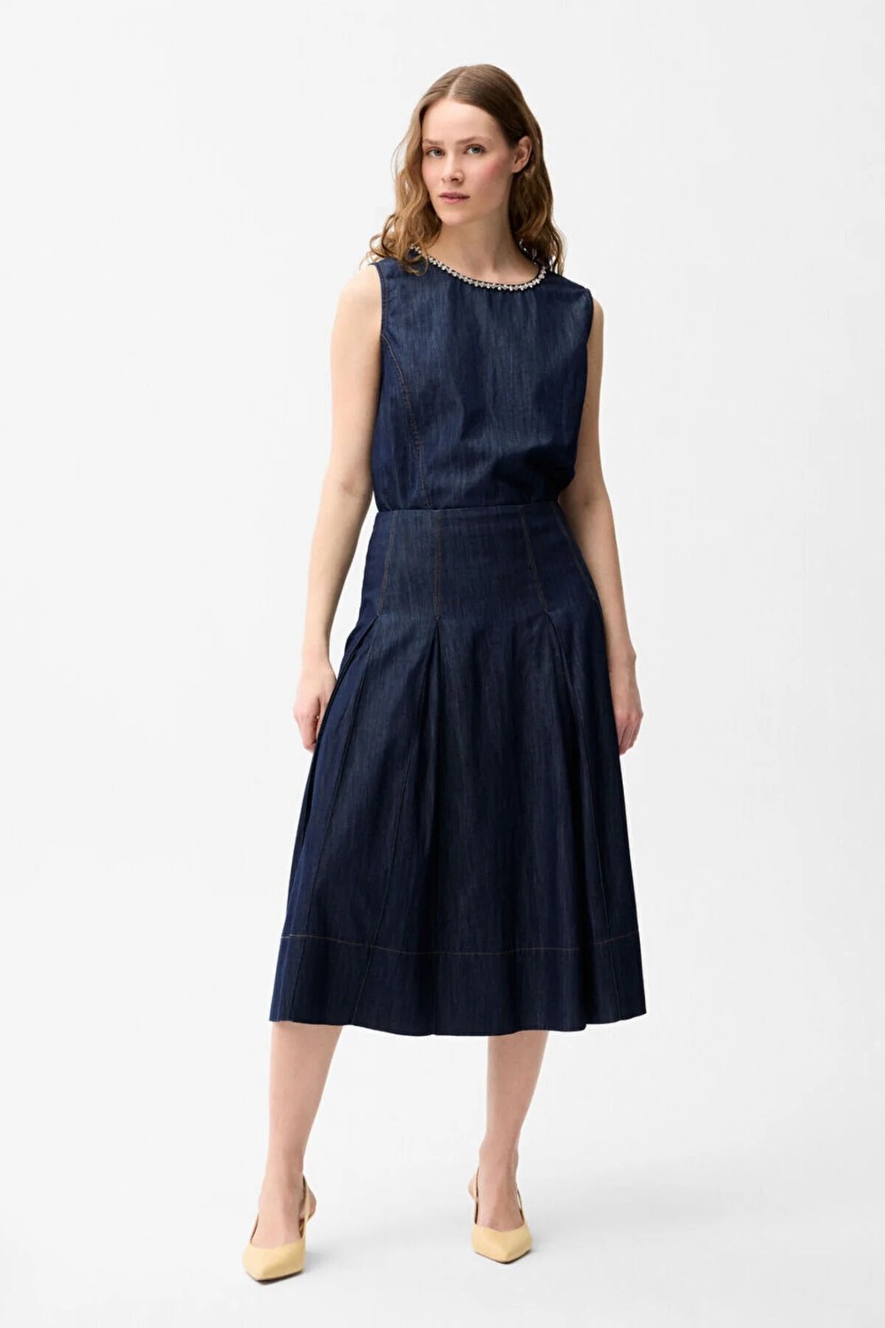 Love My Body Denim Pileli Etek Lacivert 127L9956000 görsel 4