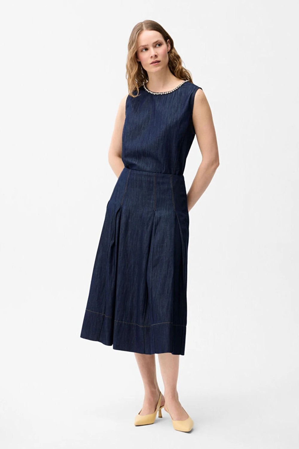 Love My Body Denim Pileli Etek Lacivert 127L9956000 görsel 5