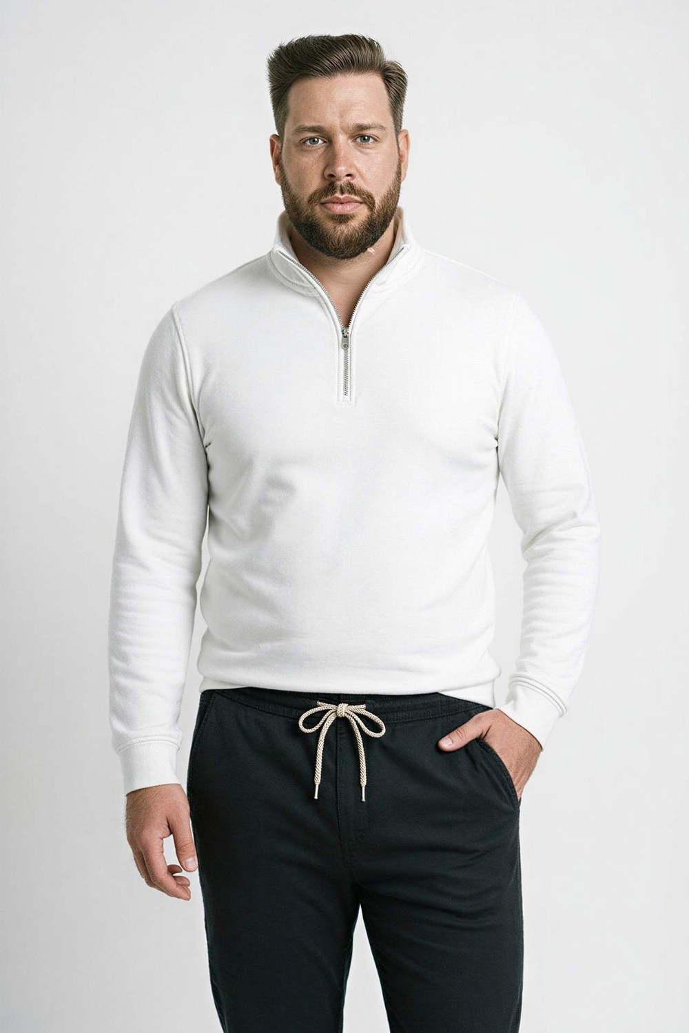 DeFacto Pamuklu Regular Fit Büyük Beden Dik Yaka Sweatshirt H1658AX26SP