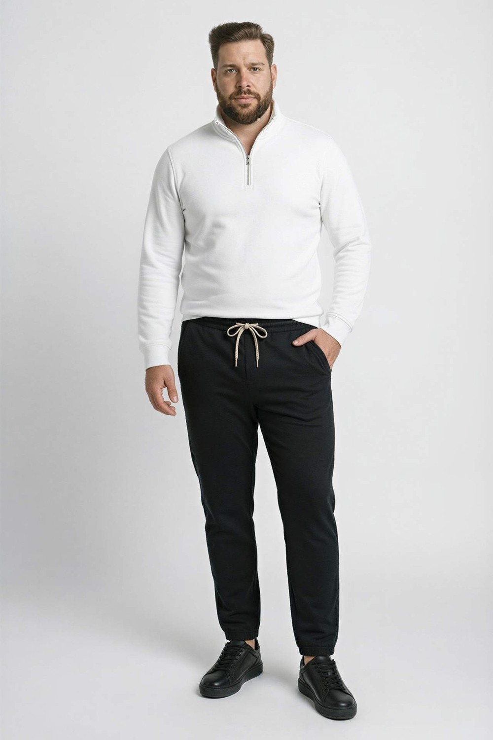 DeFacto Pamuklu Regular Fit Büyük Beden Dik Yaka Sweatshirt H1658AX26SP görsel 2