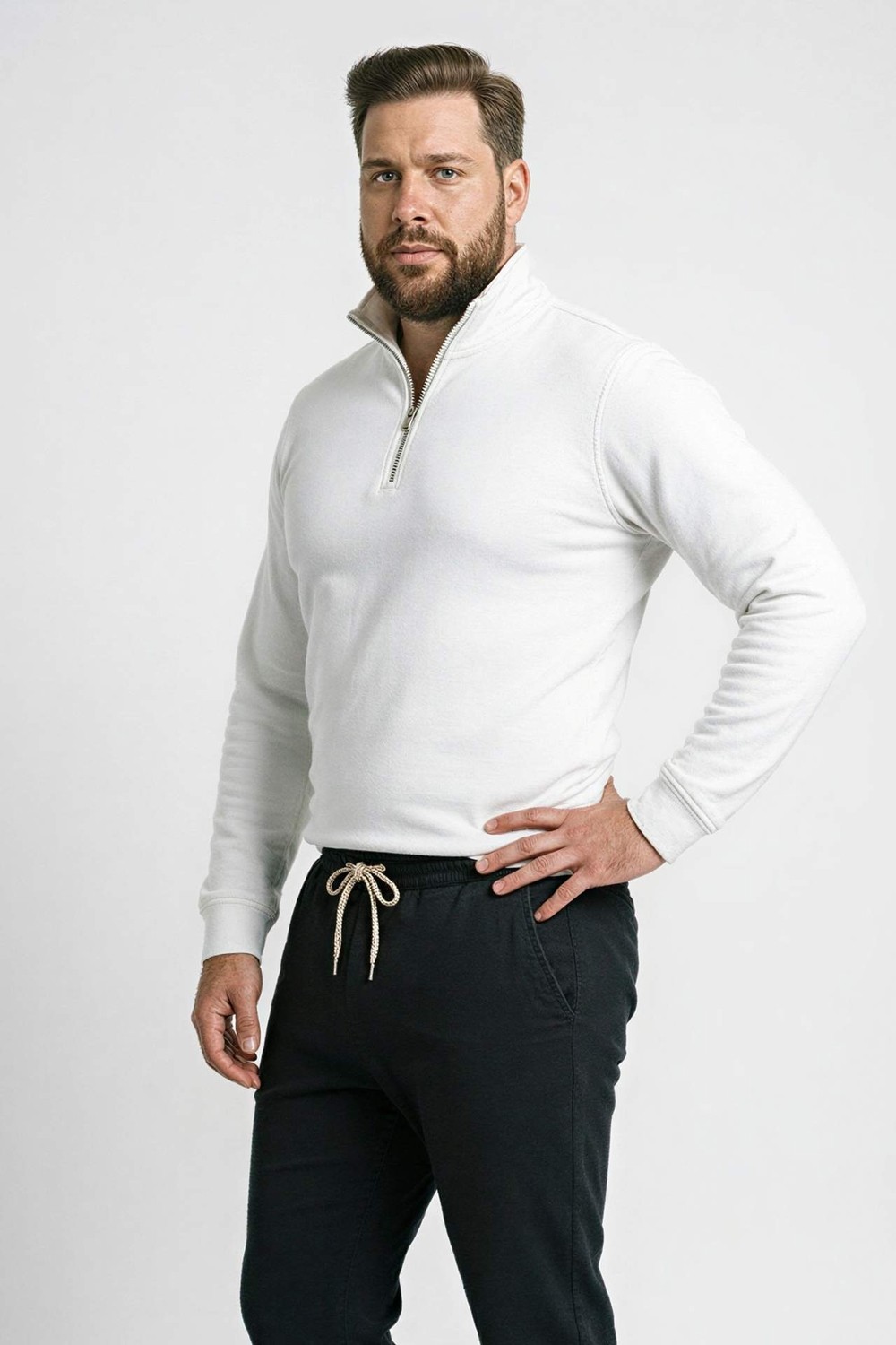 DeFacto Pamuklu Regular Fit Büyük Beden Dik Yaka Sweatshirt H1658AX26SP görsel 3